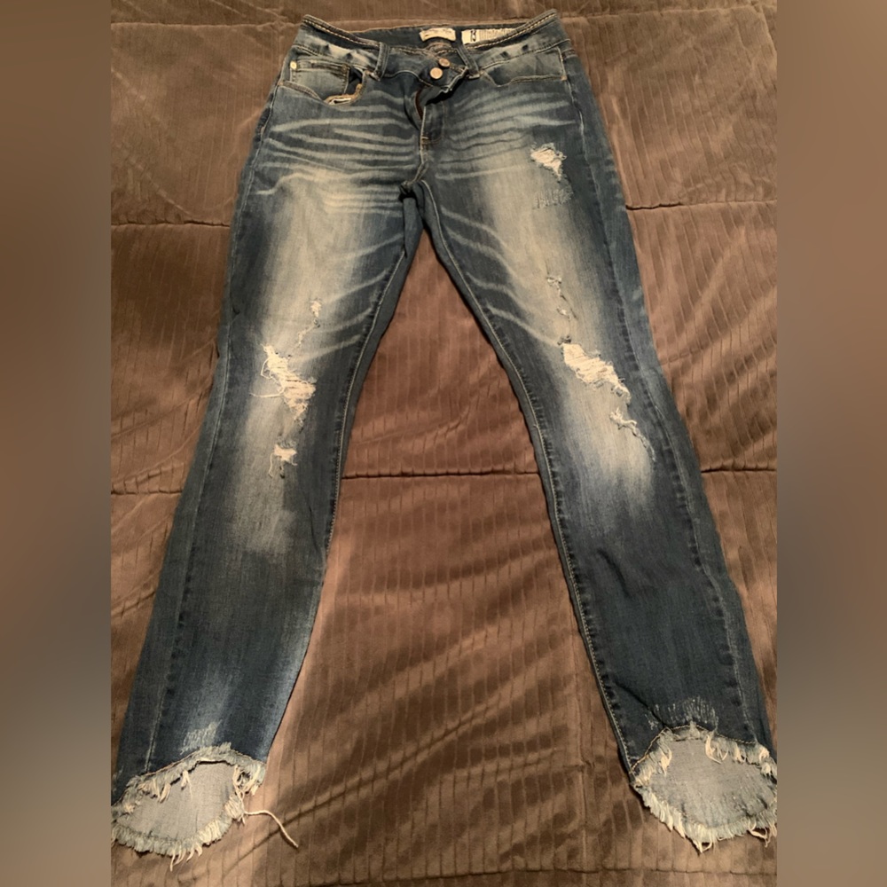 Indigo Rein: Distressed Skinny Jeans, Size 13